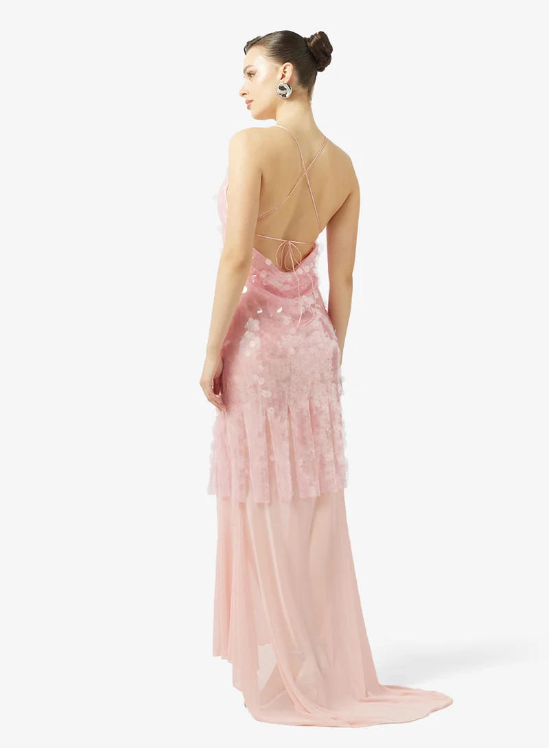 Ginger Strappy Sequin Embellished Evening Dress
